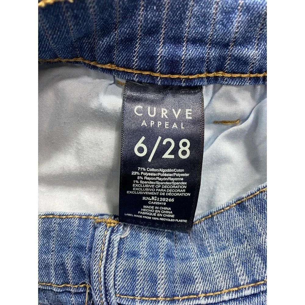 Curve Appeal Women's Size 6/28 Blue Denim High-Rise Wide Leg Stretch Jeans